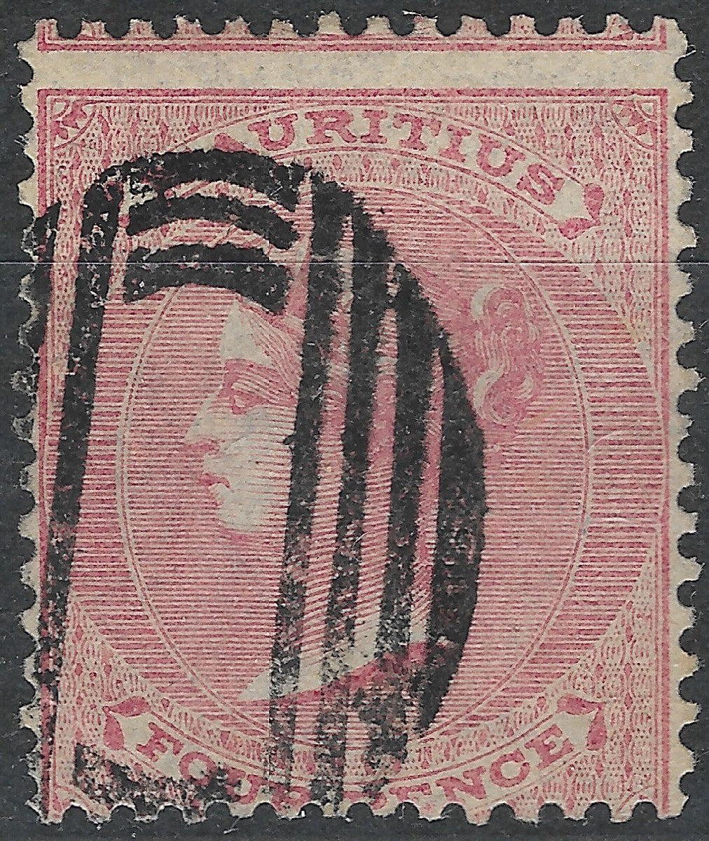 Mauritius 1860 4d SG.48 — No Wmk, Mis-perf, Used