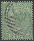 Mauritius 1863 6d SG.63 — Wmk Crown CC, B53 Barred Postmark, Used