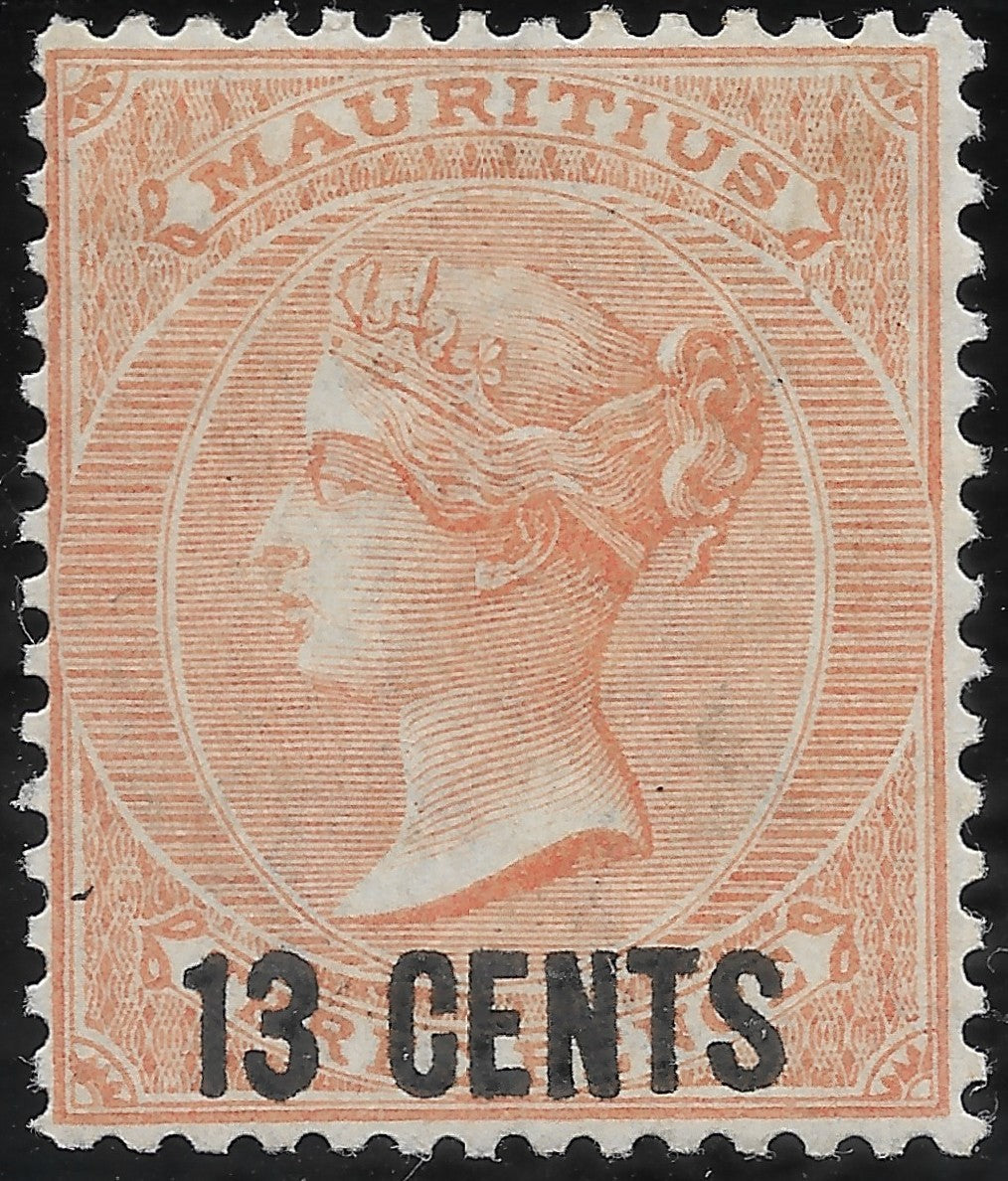 Mauritius 1878 13¢ on 3d SG.86 — VF Mint, Lightly Hinged