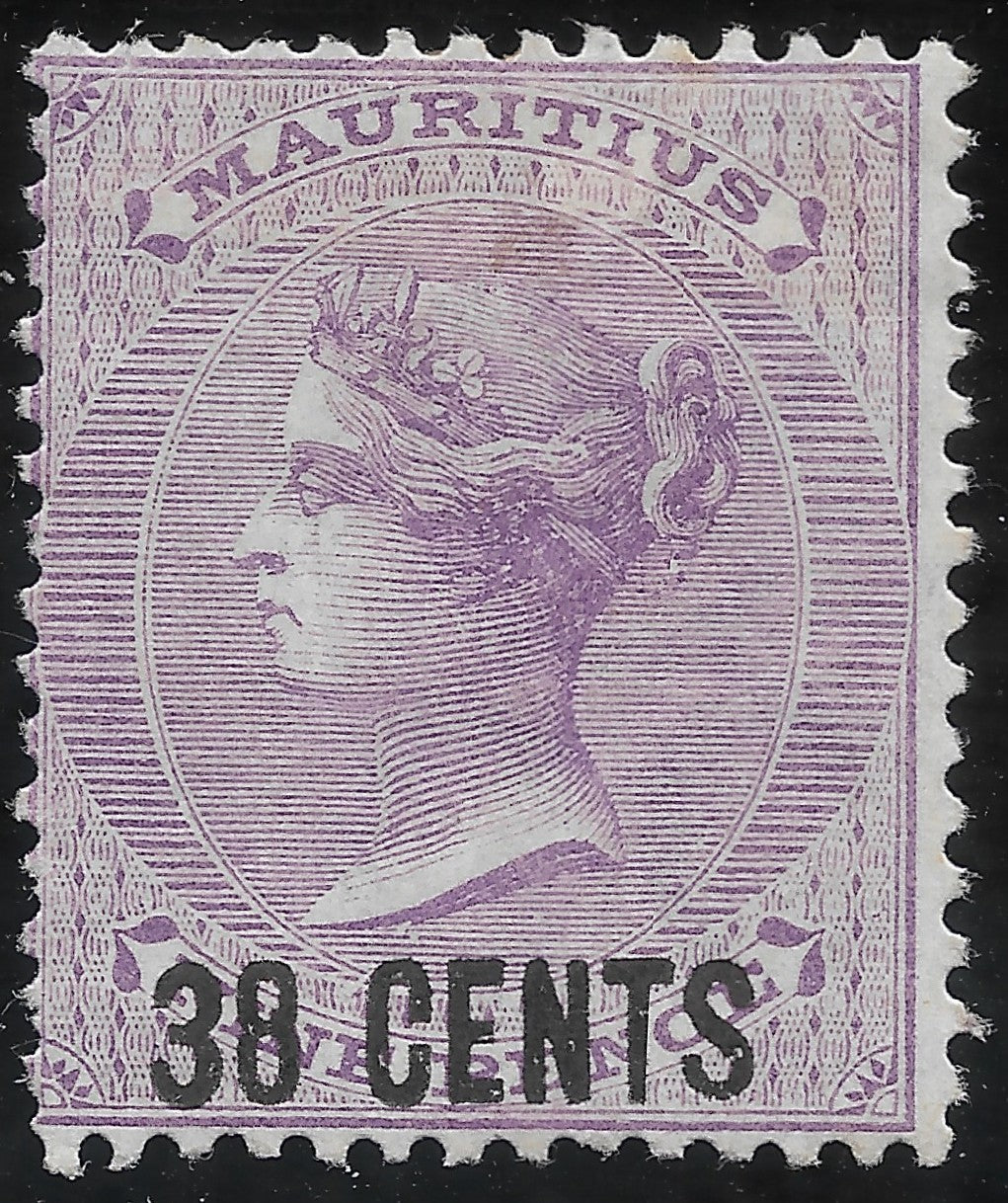 Mauritius 1878 38¢ on 9d SG.89 — Mint, Lightly Hinged