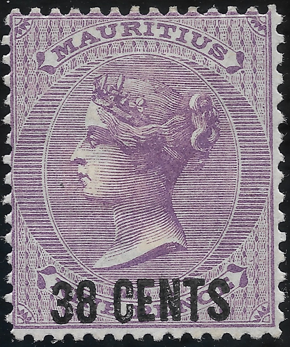 Mauritius 1878 38¢ on 9d SG.89 — Mint, Hinged