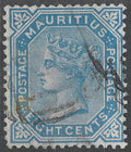 Mauritius 1880 8¢ SG.94 — Wmk Crown CC, Barred Oval Postmark, Used