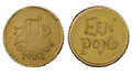 1902 ZAR Gold Veldpond — obverse and reverse showing cursive ZAR monogram and hand-punched EEN POND inscription